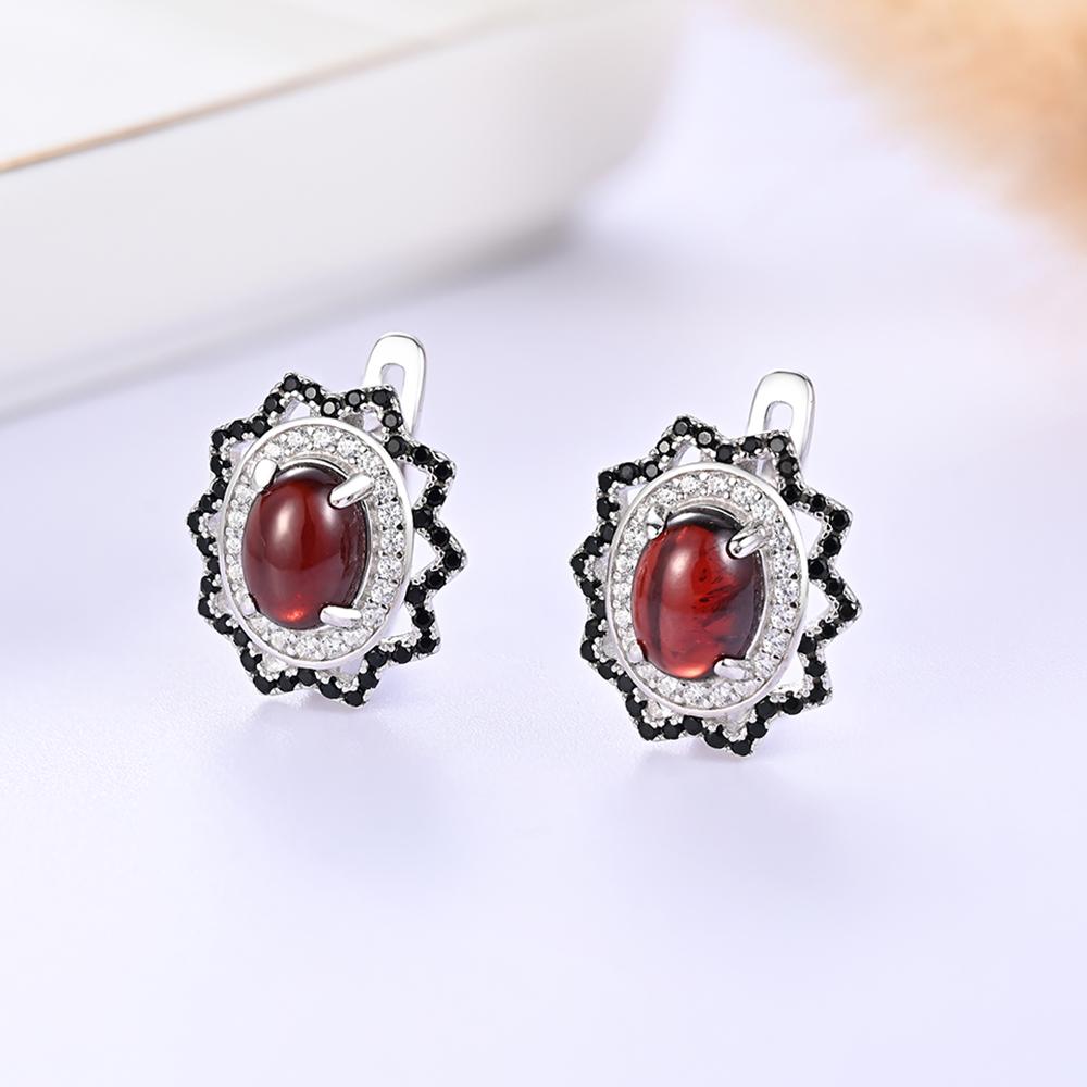 Cercei Retro de Lux Ușor din Argint Sterling 925 cu Pietre Prețioase Naturale de Granat Roșu Bijuterii Fine Cadou pentru Femei