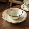 French Light Luxury Tableware Ceramic Bowl Set Household Retro Style Plate Vegetable Plate Round Rice Bowl Plate