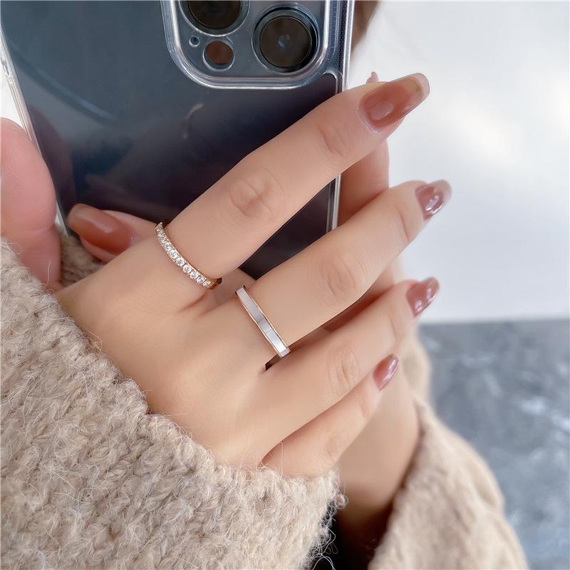 Korean Fashion Rhinestone Titanium Steel 18K Rose Gold Shell Women s Ring Size 10