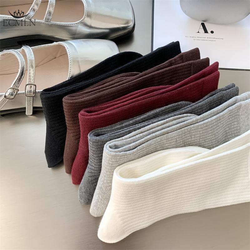 Women's Mid Tube Socks Ancora Red Color Casual Cotton Socks New Trendy Striped Design Socks for Women