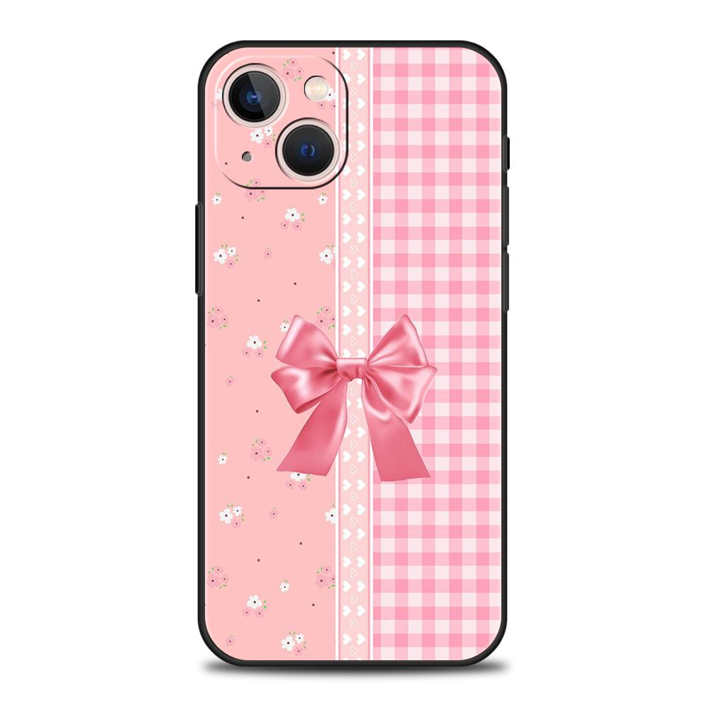 

Чехол для телефона для iPhone 17 16 15 14 13 12 Pro Max 11 Pro Max 17 AIR Plus Ударопрочный Мягкий ТПУ Корпус Бант Розовый Бант Рисунок iPhone 12 Pro