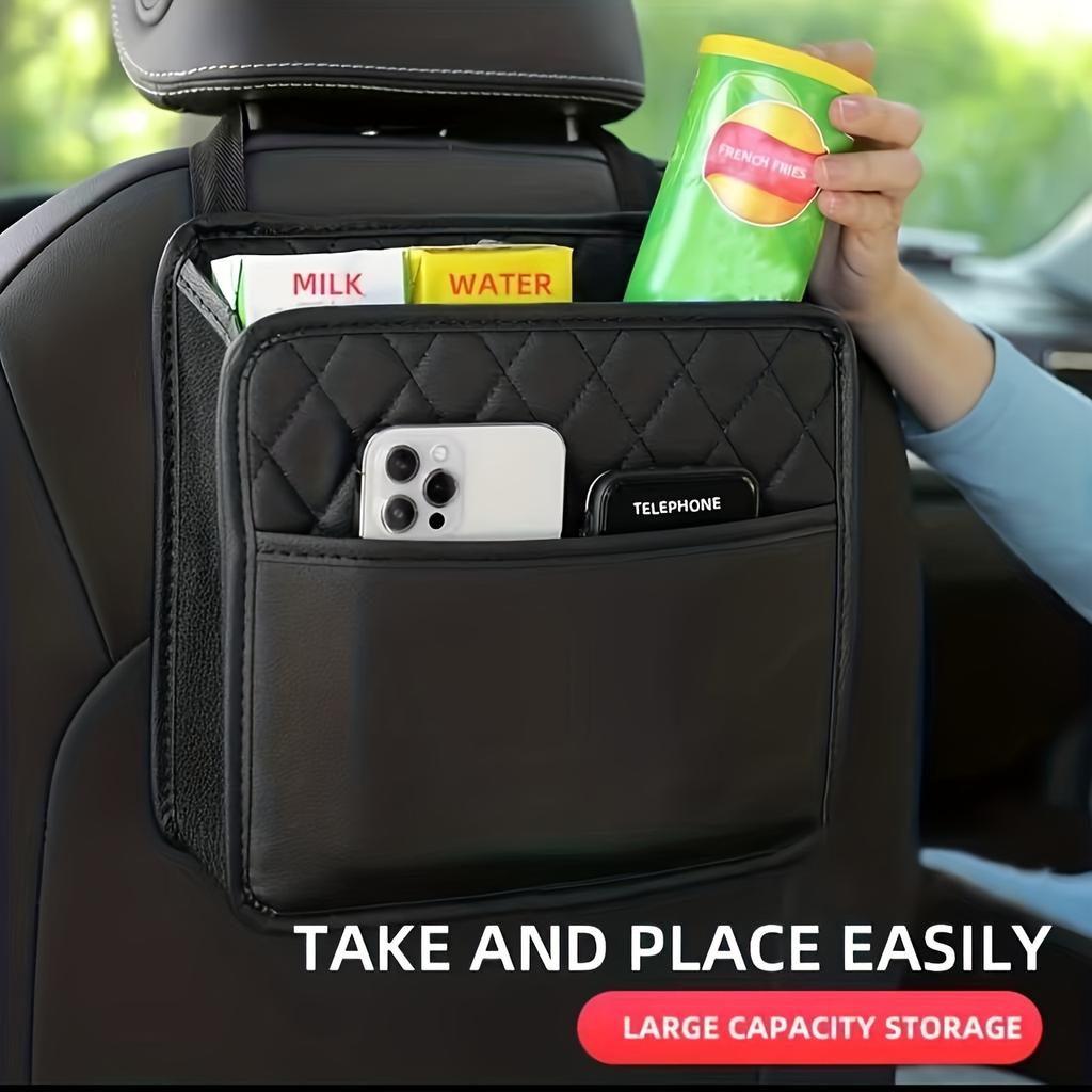 1Pc Multifunctional Car Seat Storage Bag Leather Storage Bag Garbage Bag Storage Bag Suitable for Most Car Models