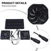 12x12x2.5cm Solar Powered Fan 12V 10W Waterproof Dual Exhaust Fan For Summer Picnic Camping Greenhouse With Solar Panel