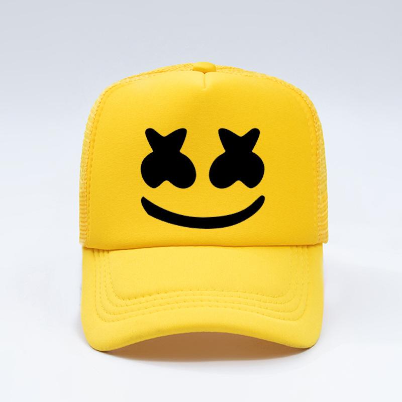 Mode Cartoon Gaas Baseballpetten Mannen Vrouwen Hip Hop Snapback Hoed Dj Marshmallow Pet Zomer Ademend Gaas Outdoor Zon Hoed 55-60cm geel