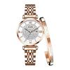 OLEVS Women's Watch Simple Casual Date Waterproof Rose Gold Diamond Dial Double Door Present Gift Wine Red