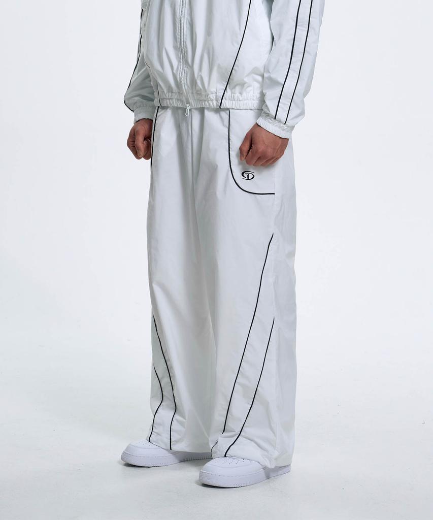Toleonseu Curved Piping Wide Pants - White
