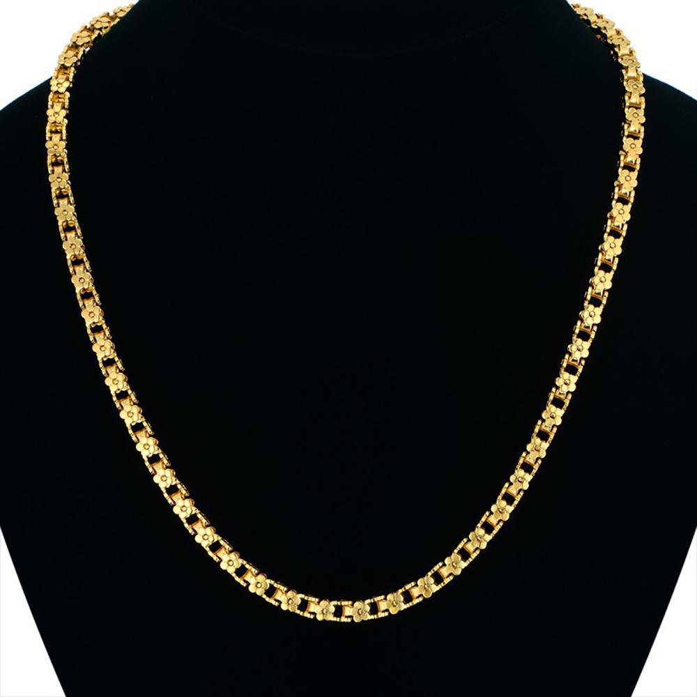 Punk Flower Charm Chain Necklaces 5mm Female Gold Silver Color Stainless Steel Box Chain Link Necklace For Women Jewelry Gift