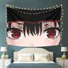 Anime Girl Face Tapestry Red Eyes Character Design Fantasy Portrait Wall Hanging Polyester Fabric for Bedroom or Dorm Decor