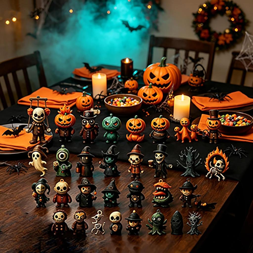 Calendario dell'Avvento di Halloween 3D 2026 Scatola Misteriosa Sorpresa 31 Notti di Paura Conto alla Rovescia di Halloween Con 31 Mini Figure Spettrali Per Decorazione Scrivania Casa