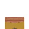 Coach Card Case With 10 Slots Open Pocket Crosshatch Leather Wallet Women Wallet Brown Linen-Yellow 12070-V5RQD