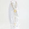 Tri-color Beaded Virgin Mary Y-shaped Necklace, Holy Spirit Cross Pendant Necklace for Women, Stainless Steel Religious Jewelry