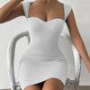 DAFIFY Women's Fashion Summer Spring Solid Color Print Sleeveless V-Neck High Waist Casual Dresses