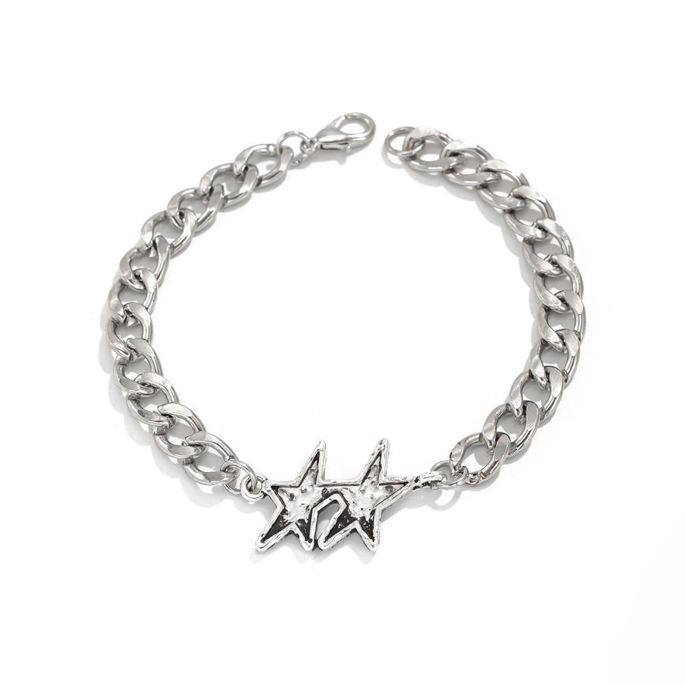Titanium Steel Waterproof Men's Grooved Five-Pointed Star NK Chain Bracelet Fashion New Hip Hop Trend Hand Jewelry Accessories