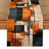 Chemin de table en lin Art abstrait à l'aquarelle pour décoration de fête de fin d'année Motif rayures orange et noir Chemin de table Écharpe décorative pour commode