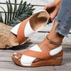 Damen Zweifarbige Keilsandalen - Offene Zehenpartie, Dicke Hohe Absätze, Party- und Freizeit-Ausflüge, Strandschuhe | Strapazierfähige TPR-Sohle, Damen-Sandalen