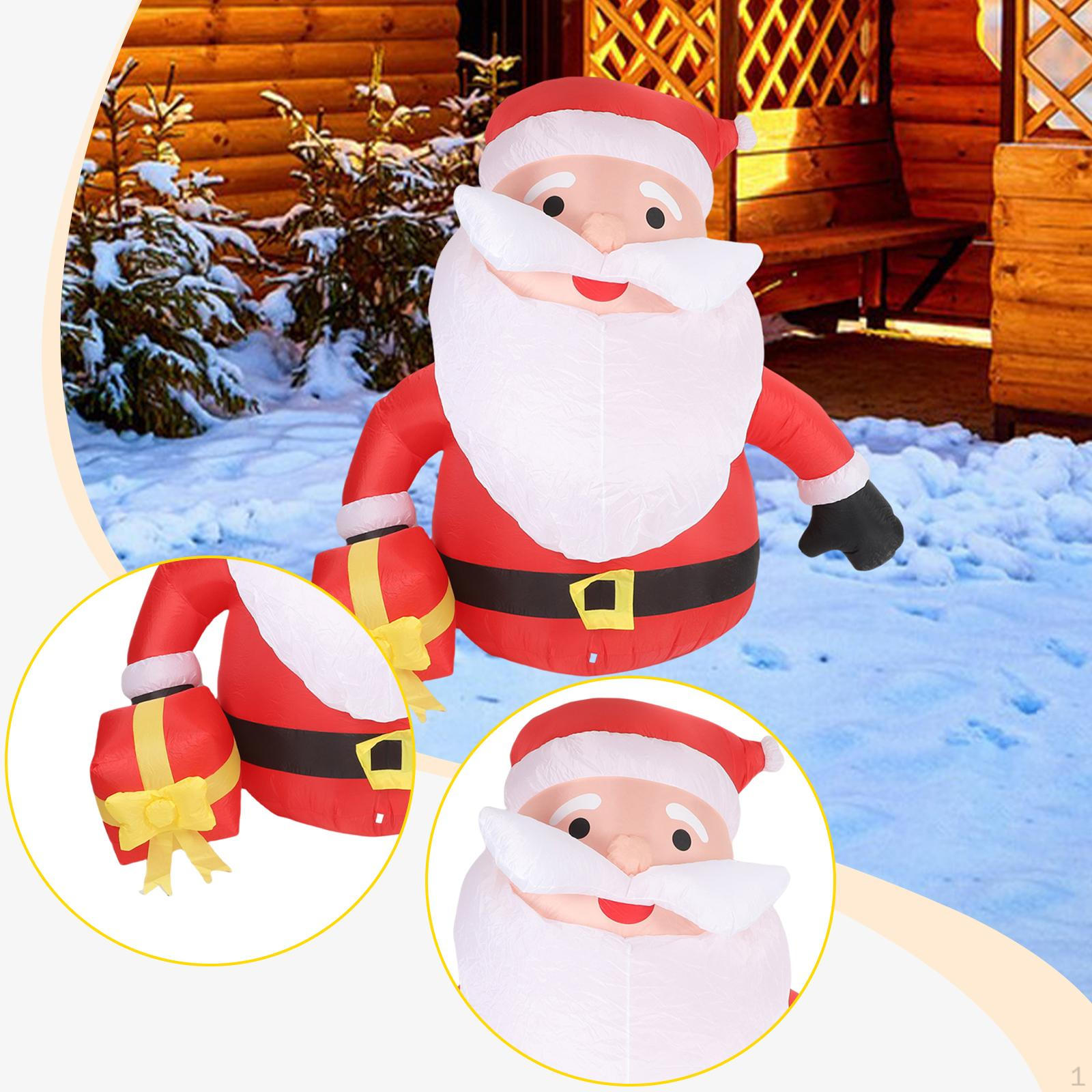 

Christmas Inflatable Santa Claus Xmas Ornament Multi Purpose Photo Props Cute 5.91ft Height for Yard