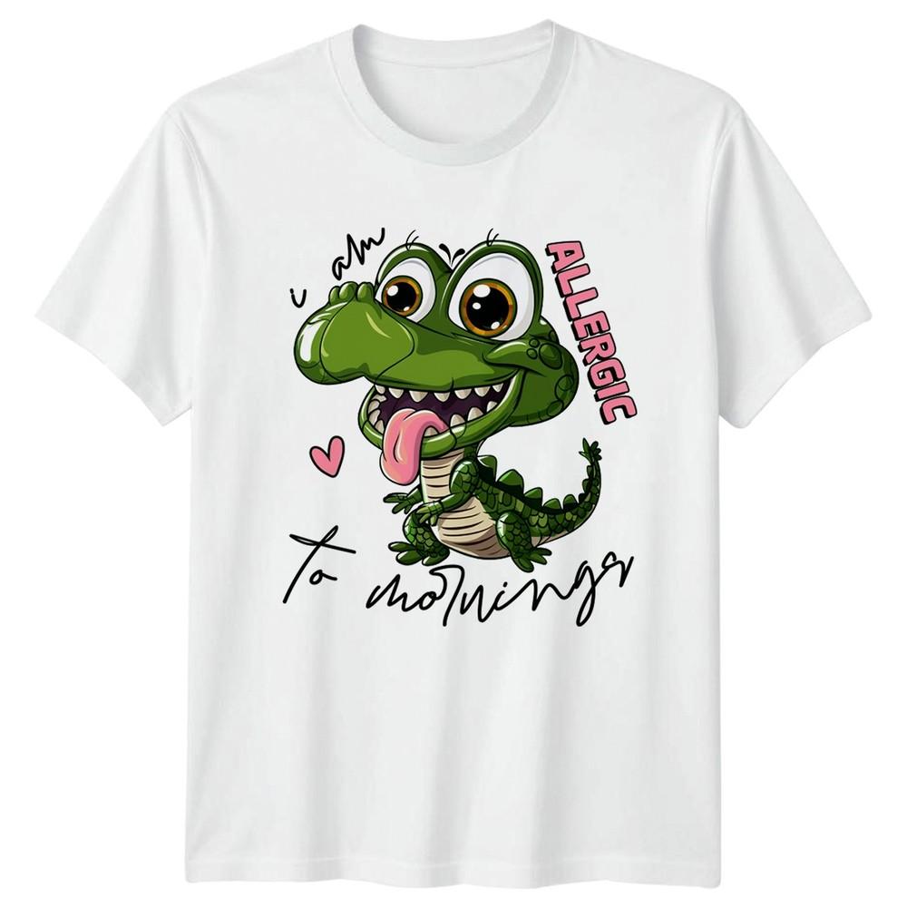 I Am Allergic To Mornings TShirt Alligator Humor Novelty Sleep S