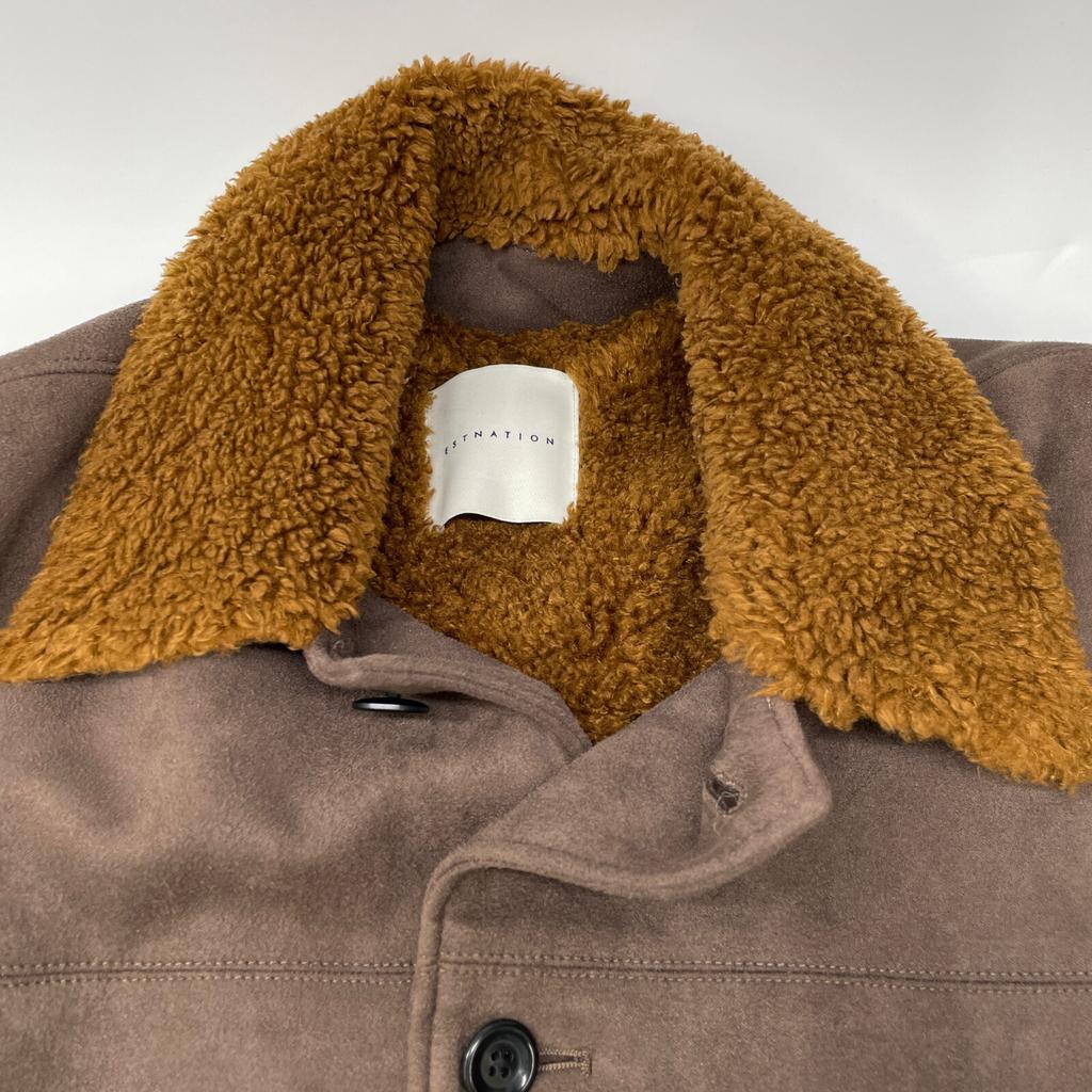 ESTNATION Dark Brown Boa Color Suede Jacket Coat M BrownUsed