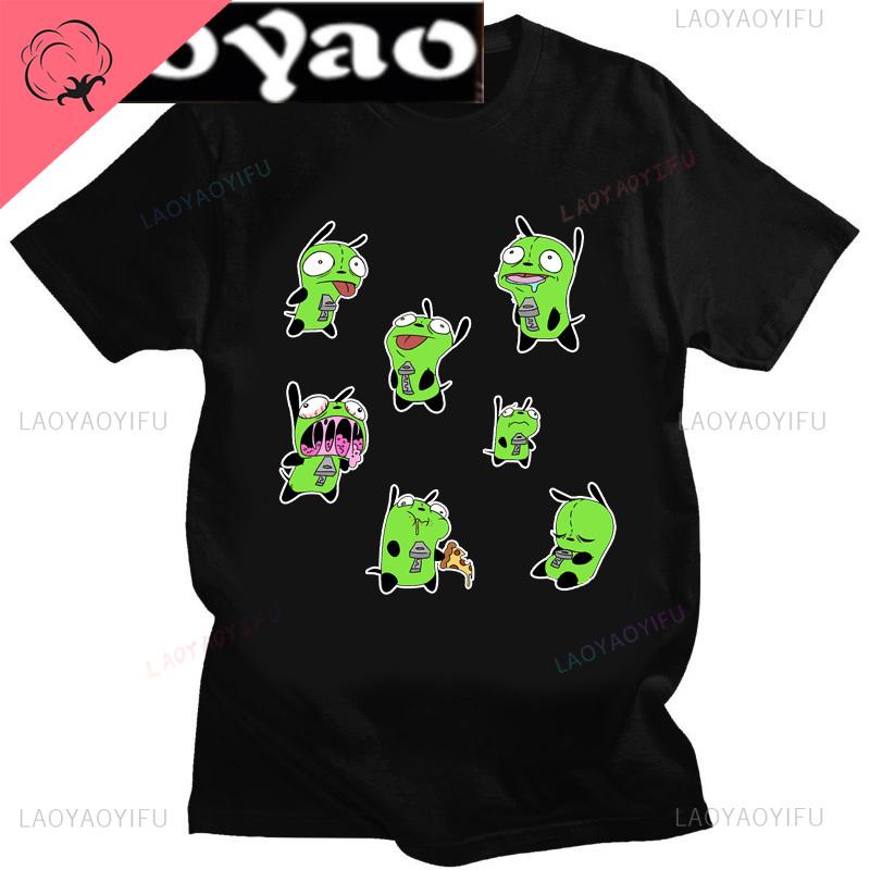 Lustiges Invader Zim Invader Gir Grafik T-Shirt Bild Männer Frauen Baumwolle Camisetas Cartoon Retro Baumwoll-Tees Liebliche Streetwear Oberteile