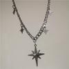 Punk Rock Silver Color Cross Star Pendent Metal Chain Choker Necklaces Accessories For Women Man Y2K Personalized Grunge Jewelry