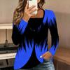 Tops for Women  Geometric Print Long Sleeve Fake Two‑Piece Top Fall Casual Slim Pullover Women's Long Sleeve Top