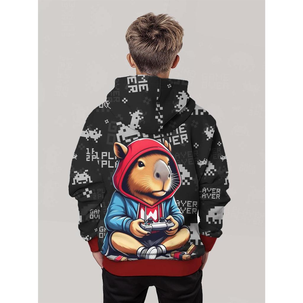 New 3D printed hooded sweatshirt, fashionable long sleeved hooded sweatshirt, comfortable pullover for boys and girls, children's hoodie