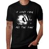 Men'S Gothic Crow Rain Lyrics T-Shirt | Casual Round Neck, All-Season, Machine Washable, Ideal for Music Fans, Black with White Song Lyric Print