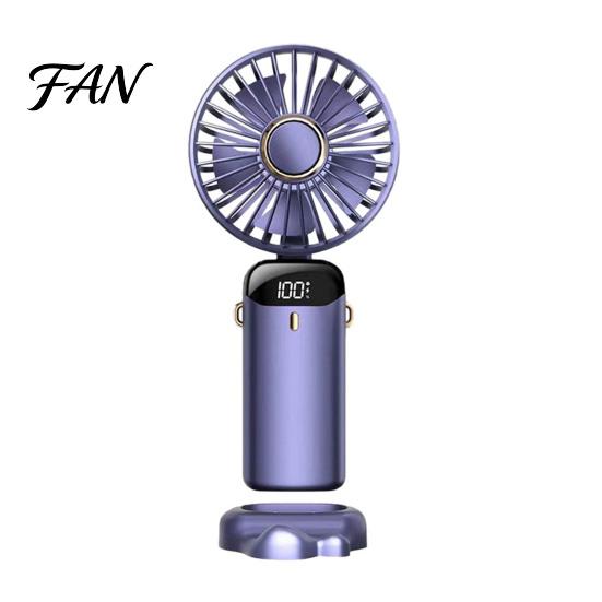 Cordless Handheld Cooling Fan Portable Fan, Foldable Mini with Strong Wind, 3 Speed Quiet Desk for Travel Office, USB Personal School
