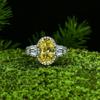 GICA GEMA Sterling Silver Wedding Rings For Women Big Oval Pink White Yellow High Carbon Diamond Party Fine Jewelry