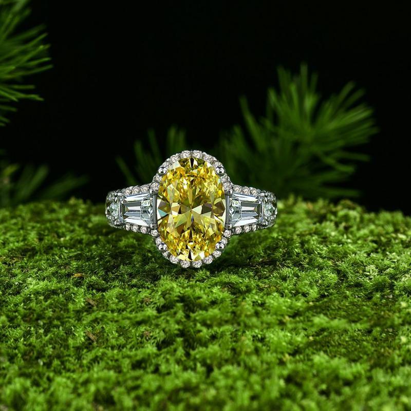 GICA GEMA Sterling Silver Wedding Rings For Women Big Oval Pink White Yellow High Carbon Diamond Party Fine Jewelry