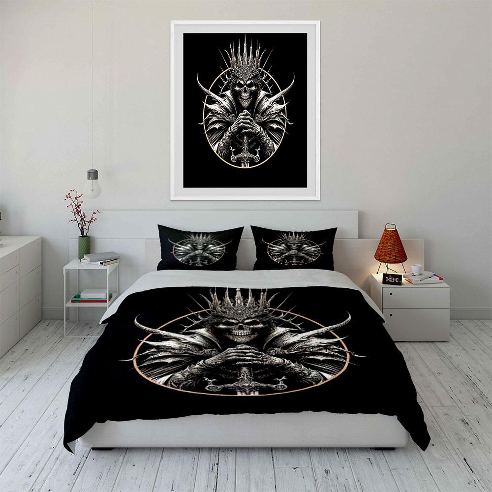 Skull, crown, and sword. Bedding sets Duvet cover sets Duvet covers Pillowcases(1*Duvet Cover 2*Pillowcases without duvet insert)