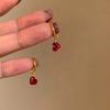 New In Trend Glossy Heart-shaped Ruby Earring Buckle Light Luxury Simple and Fashion Earrings for Women Banquet Jewelry Gift