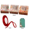 12PCS Santa Claus Gift Paper Boxes with Ribbon & Card Christmas Cupcake Boxes Removable Insert Lovely Santa Gift Box for 4 Cakes