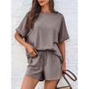Conjunto Deportivo Casual Transpirable Holgado de Dos Piezas para Mujer Camiseta de Manga Corta y Pantalones Cortos con Cordón