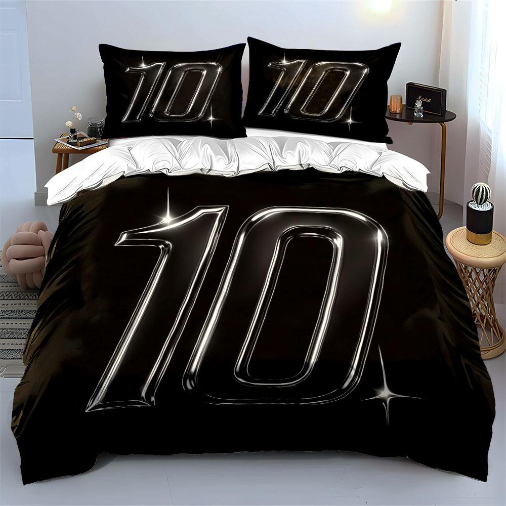 Large metallic number "10". Bedding sets Duvet cover sets Duvet covers Pillowcases(1 * Duvet Cover 2 * Pillowcases, without duvet insert)