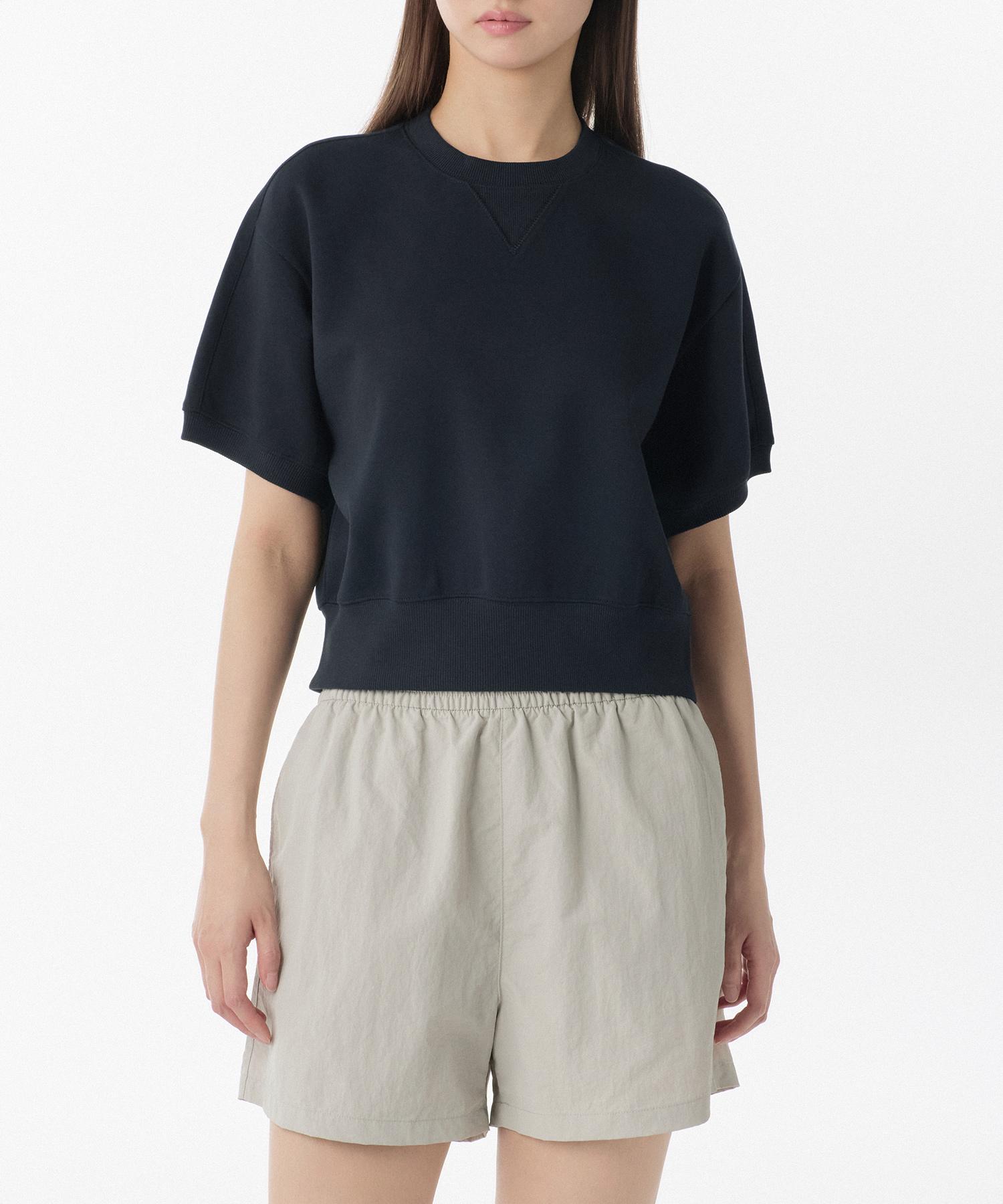 Musinsa Standard Woman Women S Double Knit Short Sleeve Sweatshirt [Navy] Navy/L