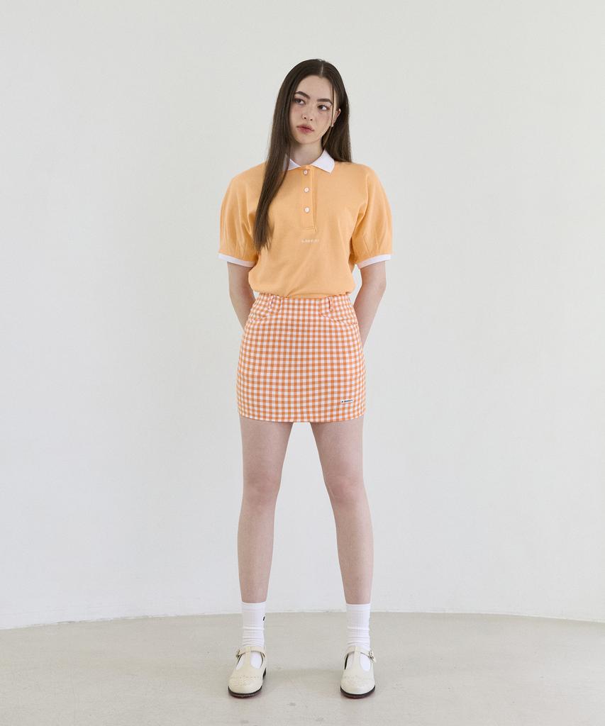 KANDINI Orange Plaid Mini Skirt