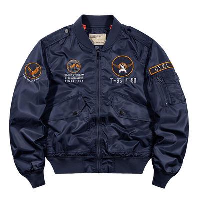 Men's Plus Size Round Neck Flight Jacket - Casual Outdoor Sports Baseball Workwear
