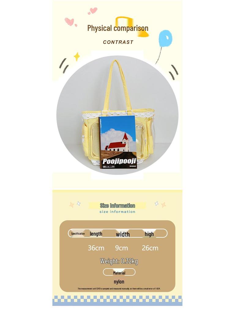 Japanese Style Transparent Anime Badge Tote - Cute Shoulder Crossbody Bag for Women & Students