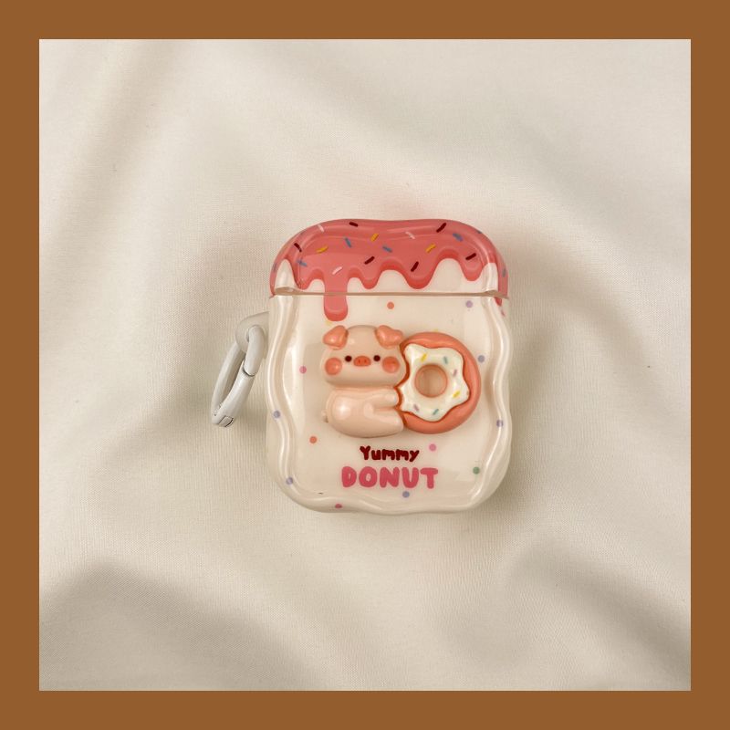 

Case Airpod3 for Apple Pro Earphone Case Second Generation Wireless Bluetooth 1 Third Generation Aipods2 Generation IPods Fourth Generation 4 AirPods 4 [Three-dimensional donut pig] send Hook