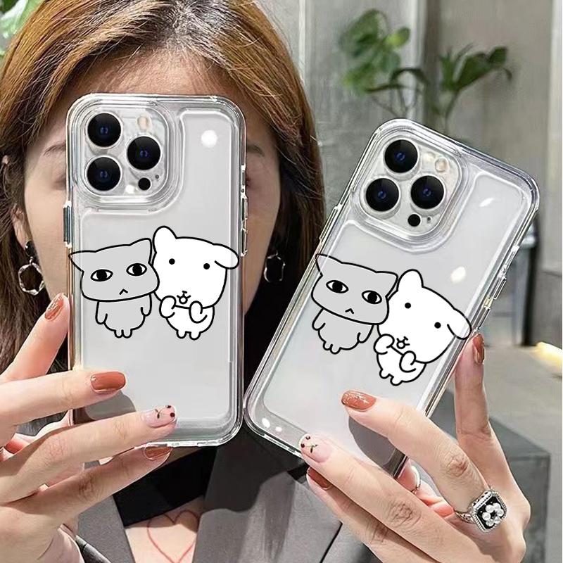 Cute Cartoon Cat Dog Clear Phone Case For Xiaomi Redmi Note 15 Pro 5G 14 12 12S 11 10 13 Pro Plus 5G 14C 13C 12C Cat Paw Cover