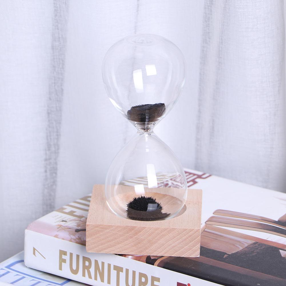 Desktop Magnetic Glass Sand Hourglass with Base for Home Decoration Ornament Gift