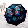 1pc Y26 Butterfly Floral Umbrella - Compact Lightweight Retractable 8-Rib Design with Automatic Open, Durable Plastic & Iron F