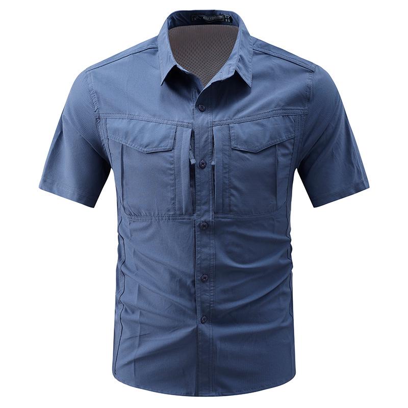 Men's Multi-Pocket Quick-Drying Breathable Workwear Shirt for Spring/Summer 2026