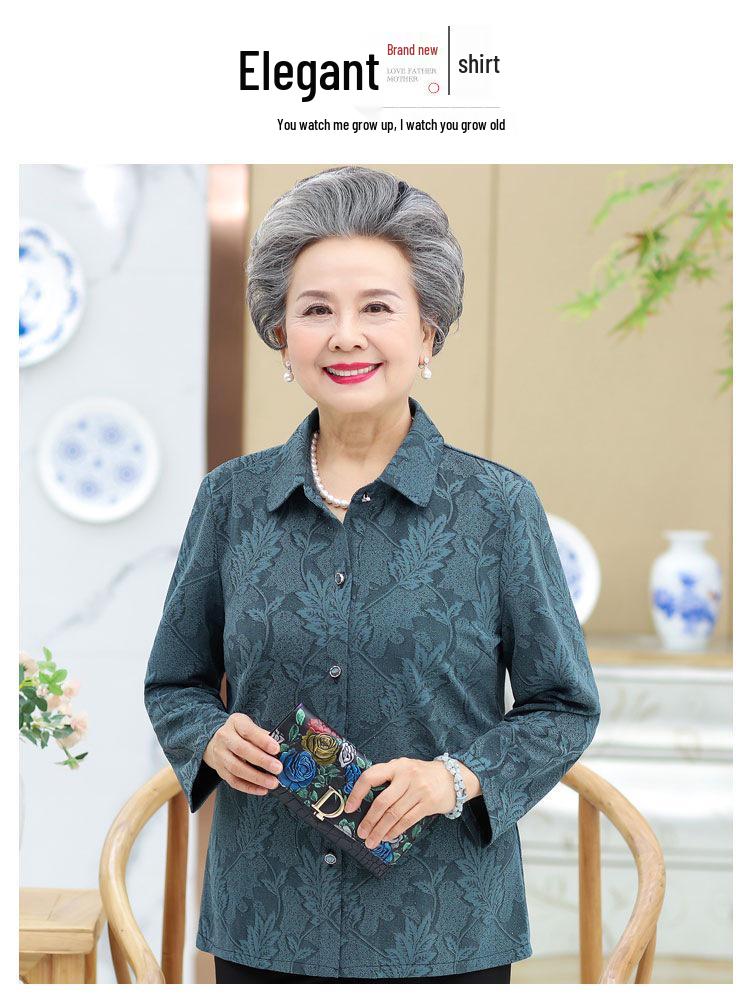 Grandma's Long-Sleeve Spring & Autumn Top for Elderly Women