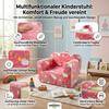 Children's Sofa, Kids Couch with Carrying Handle and Side Pockets, Kids Foam Chair, Toddler Armchair, Lightweight Kids Sofa Chair, Pink Rainbow