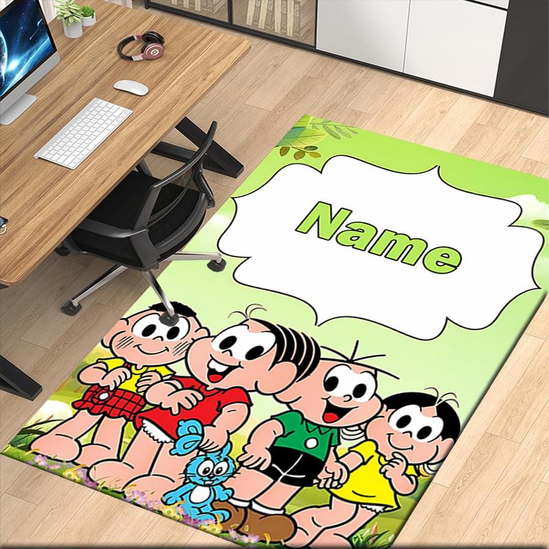 Custom Name Turma Da Mônica Printed Carpet, for Office Chair Living Room Bedroom Kitchen Room Decor Gifts.