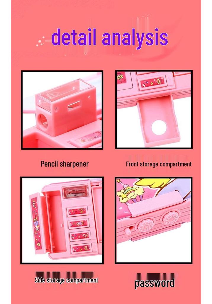 Multi-Functional Transforming Stationery Box for Girls - Large Capacity Pencil Case for Primary Students