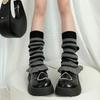 Girls Lolitas Leg Warmers Y2K Stripe Knitted Flared Leg Sleeves Goth Baggy Cuff Ankle Heap Socks JK Uniform Foot Cover