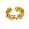Four-leaf Clover Ring Opening Adjustable Zirconia Hollow Letters Fashion Women's Ring